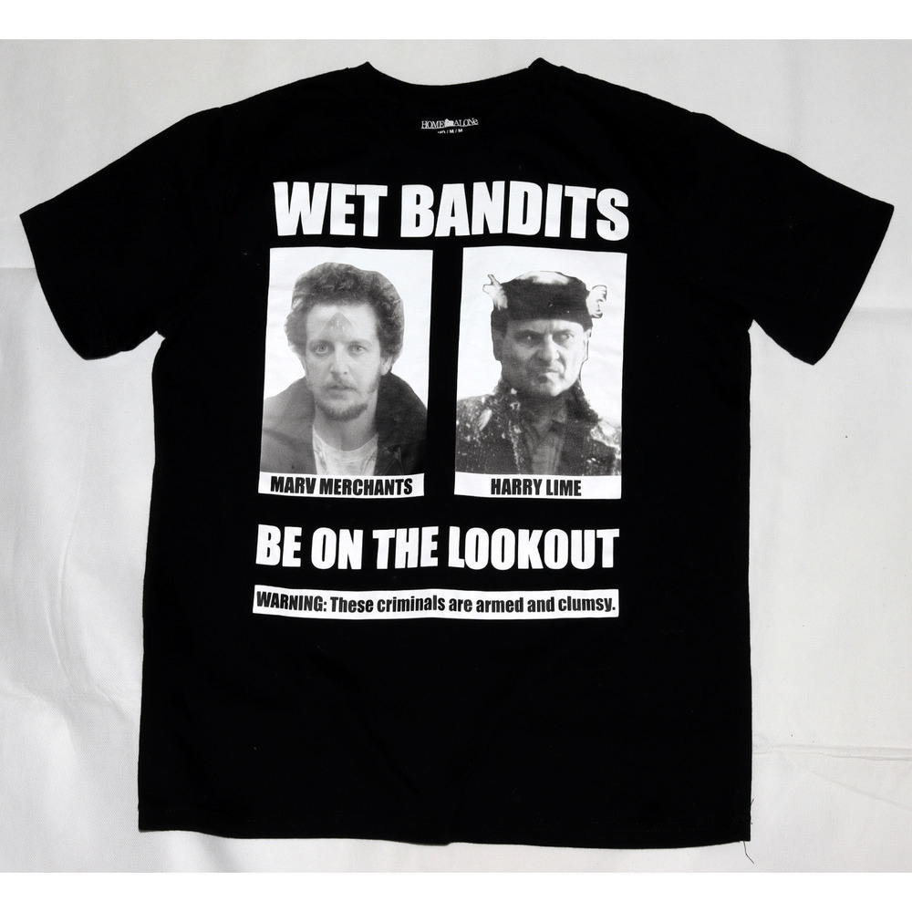 Home Alone Movie Men's Short Sleeve Harry Marv‎ Crooks Black T-Shirt Size Medium